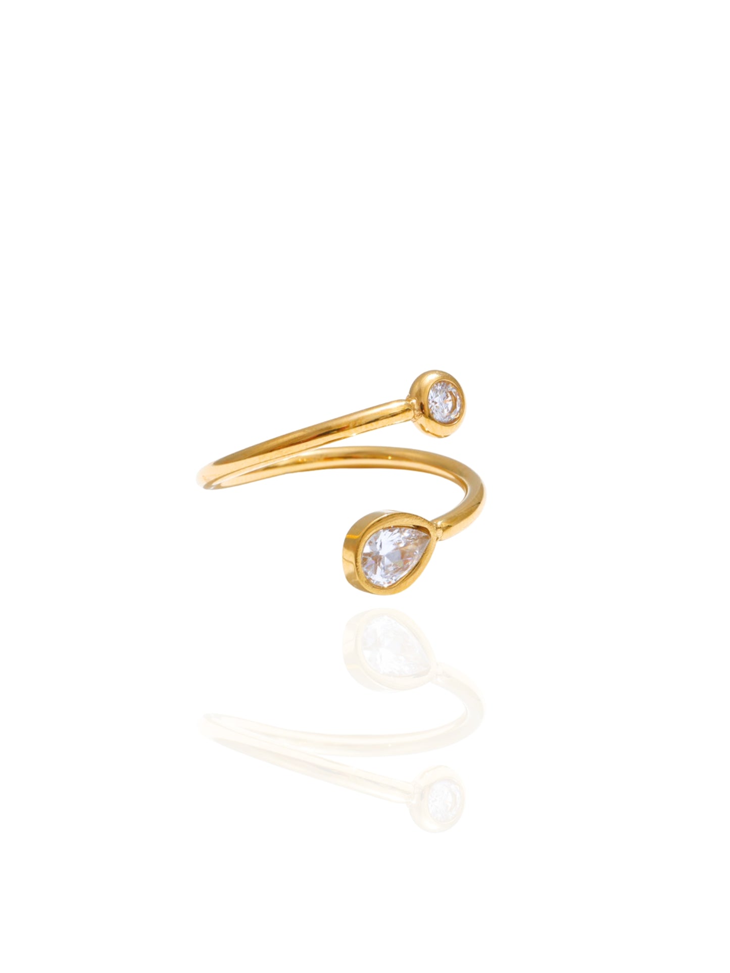 SYNTC, adjustable ring, versatile ring, ring fits for all, timeless ring, ring with stones, zirconia ring, zirconia accent ring, minimalist, minimal ring, open ring, distorted ring