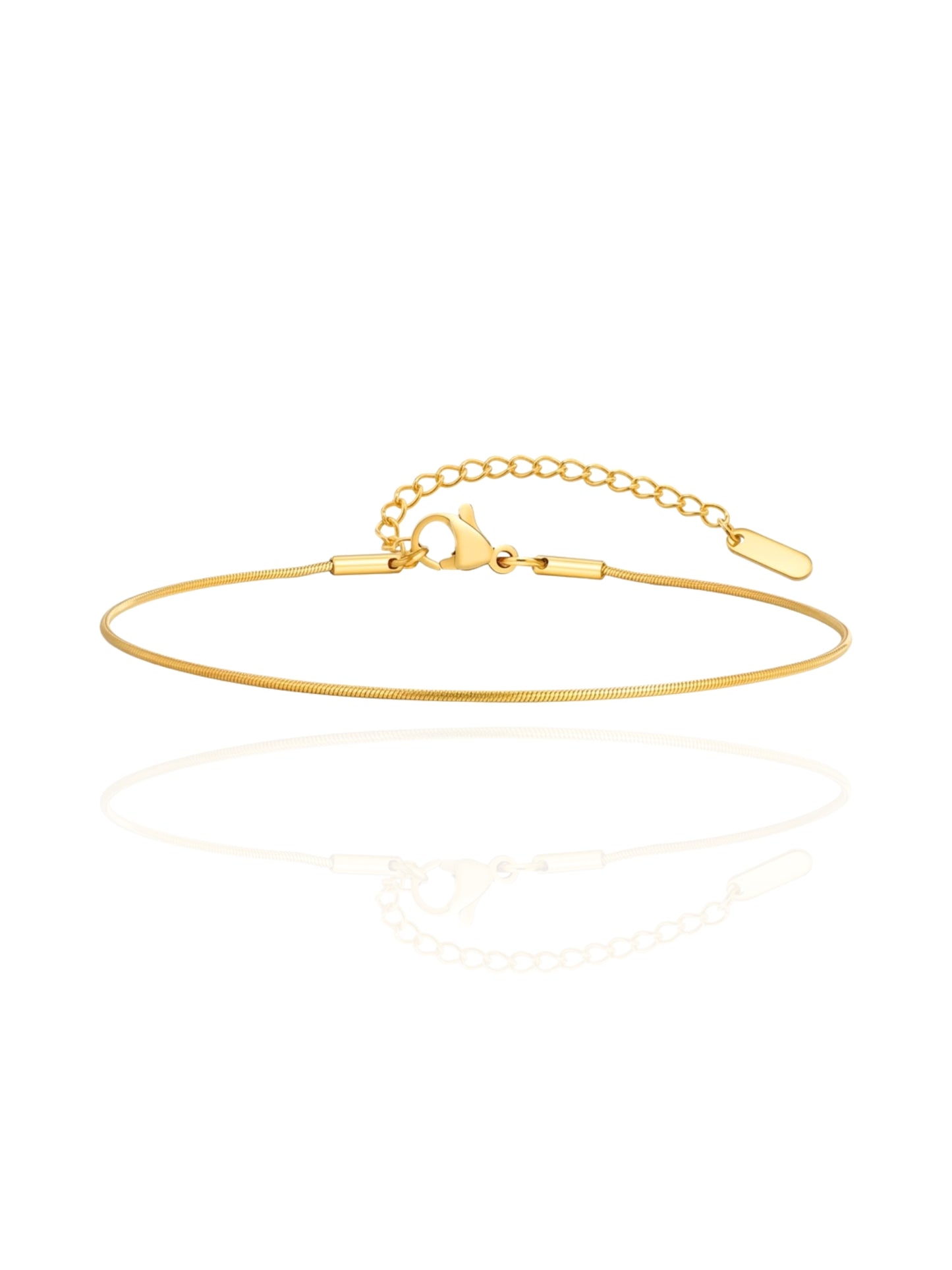 SYNTC, round snake chain anklet, minimalist anklet, minimal chain anklet, dainty anklet, simple anklet, thin chain anklet, lightweight anklet