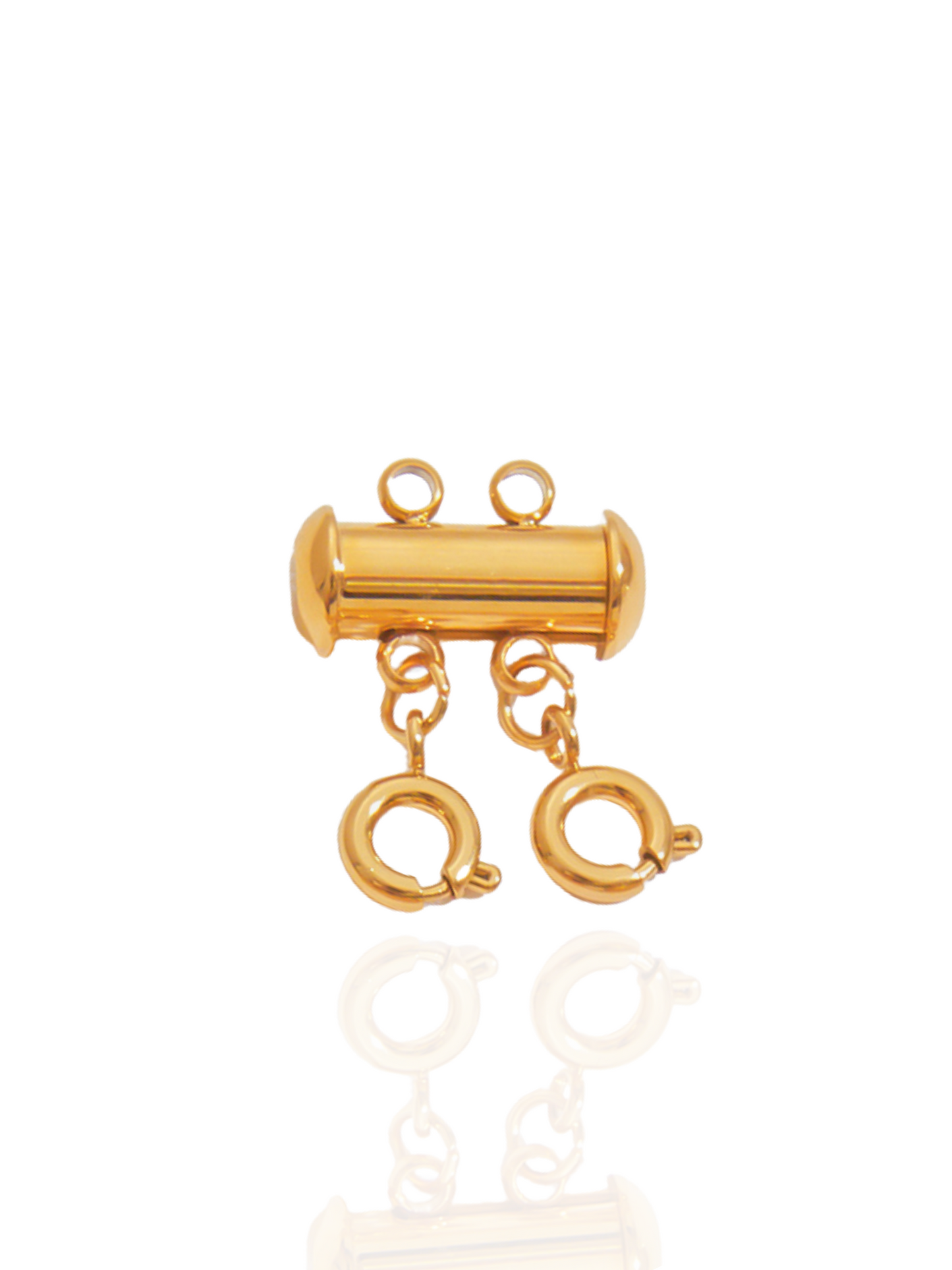 Gold jewelry clasp on a white background, layering clasp, clasp, necklace, adjustable