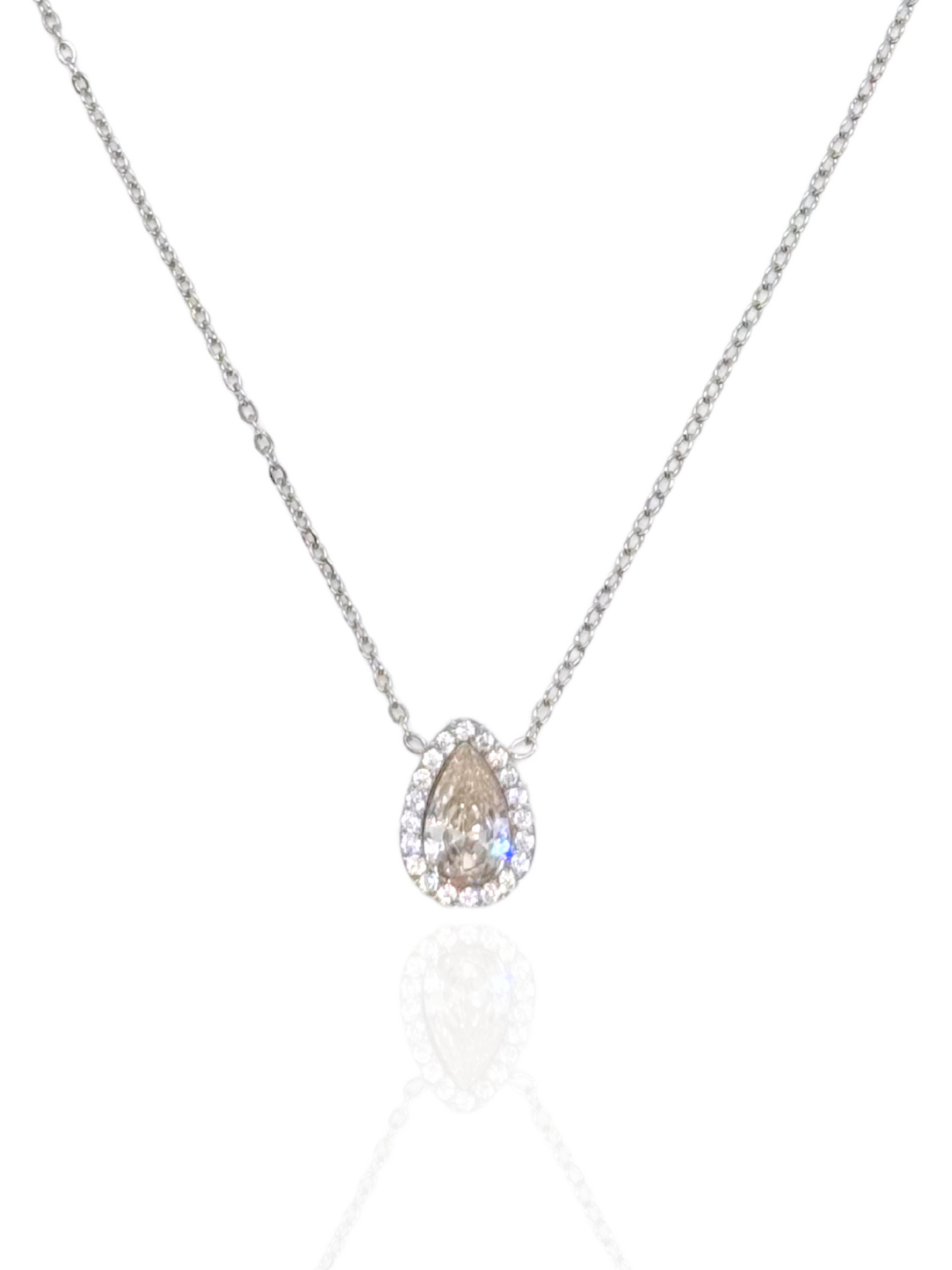 silver necklace, silver pendant, necklace with stone pendant, simple pendant