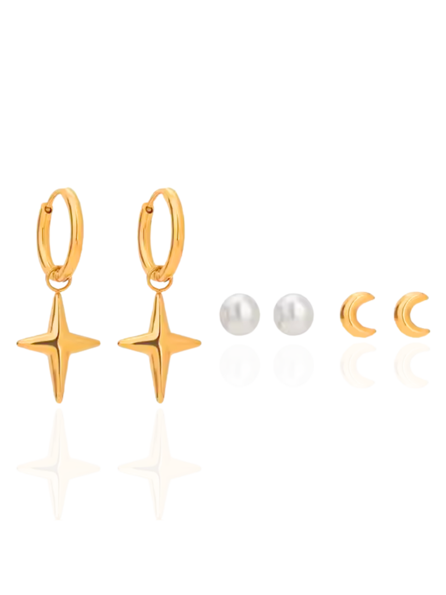 timeless jewellery, perfect gift for her, elegant earrings, dainty jewellery, simple jewellery, classic gold earring, fashion accessories, sleek jewellery, trendy jewellery, lightweight earrings, stylish earrings, cute earrings, earring set, pearl earring, star earrings, shell earring, moon-shaped earring, star-shaped earrings, dainty earrings set, cute earrings set, hoop earrings, hoop earring set, gold earrings, dangle earrings, stud earrings, small stud earrings