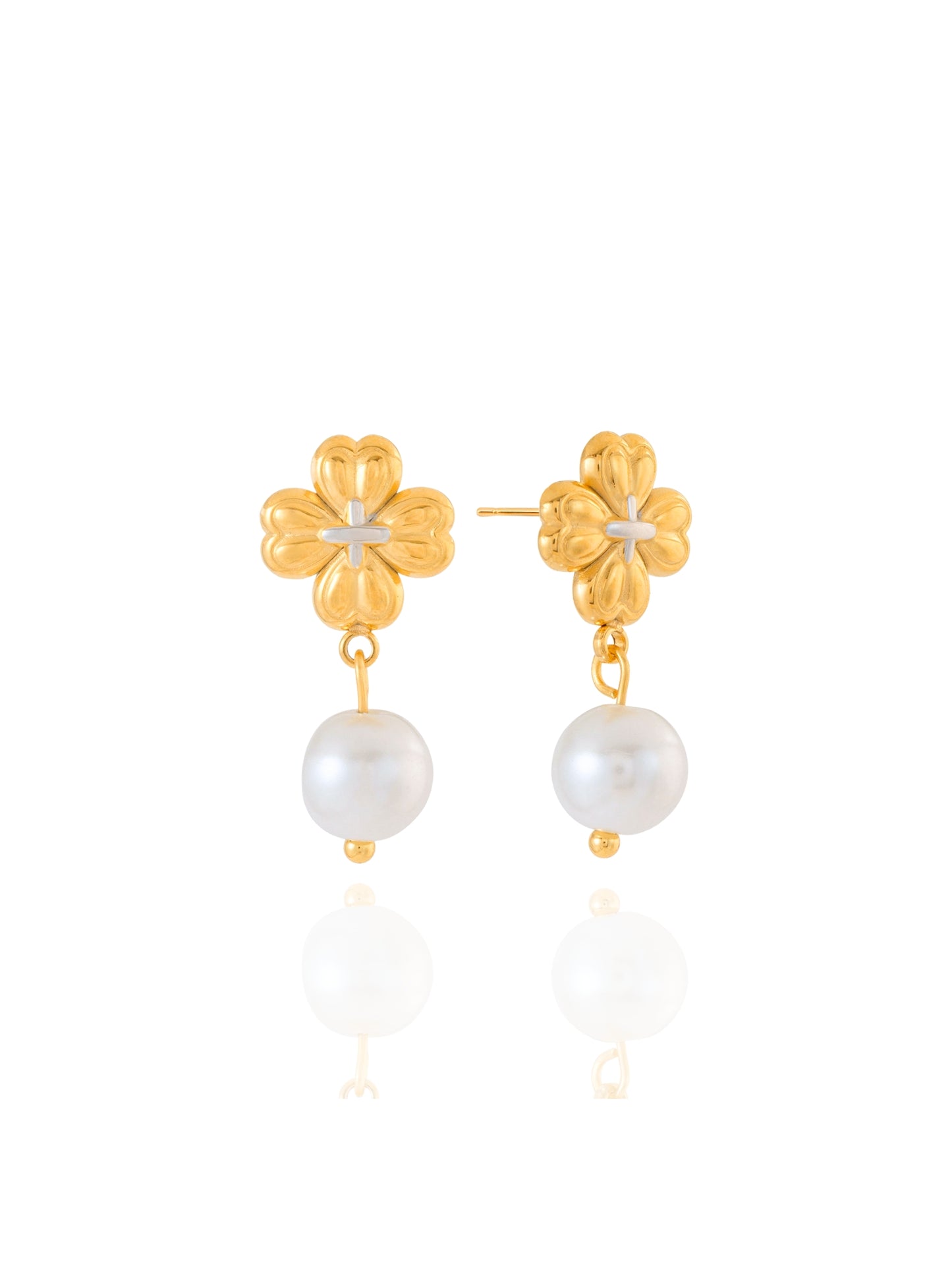 flower earrings, drop earrings, pearl earrings, dangling pearl earrings, lovely earrings, dainty, cute earrings, chic design earrings