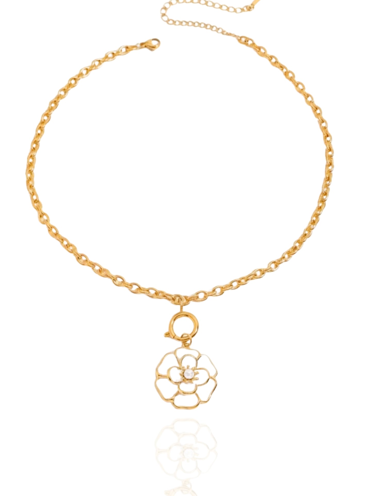 flower necklace, flower pendant necklace, white flower necklace, lovely necklace, boho design necklace, chic design necklace