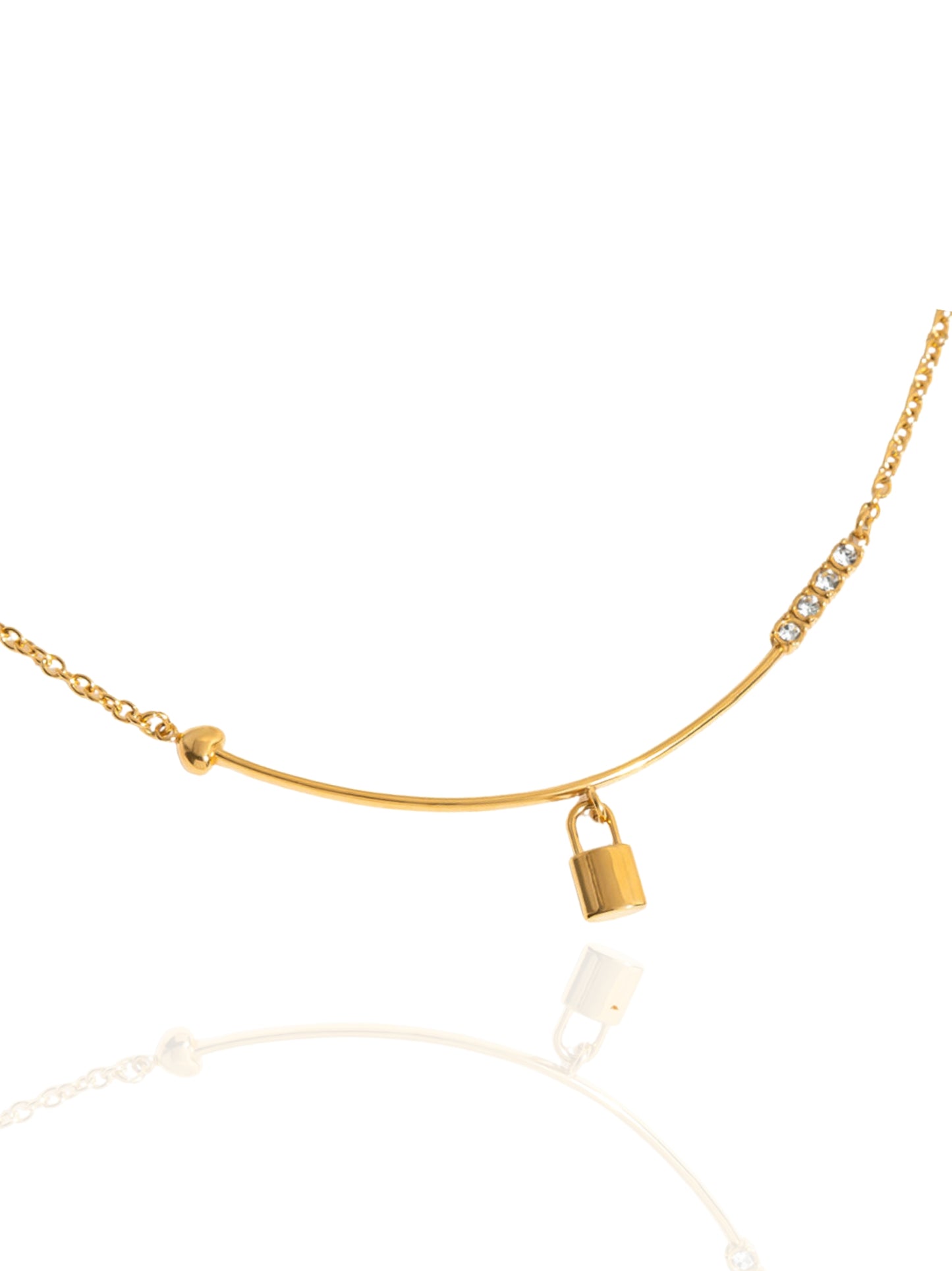 gold necklace, timeless jewellery, perfect gift for her, elegant necklace, charm necklace, best gift for her, classic gold chain necklace, stylish gift, statement necklace, versatile necklace, necklace Australia, link chain necklace, interlocking pendant necklace, y-shaped necklace, necklace with stone pendant, necklace with bold pendant, pendant with stones, necklace with gem pendant, lock pendant