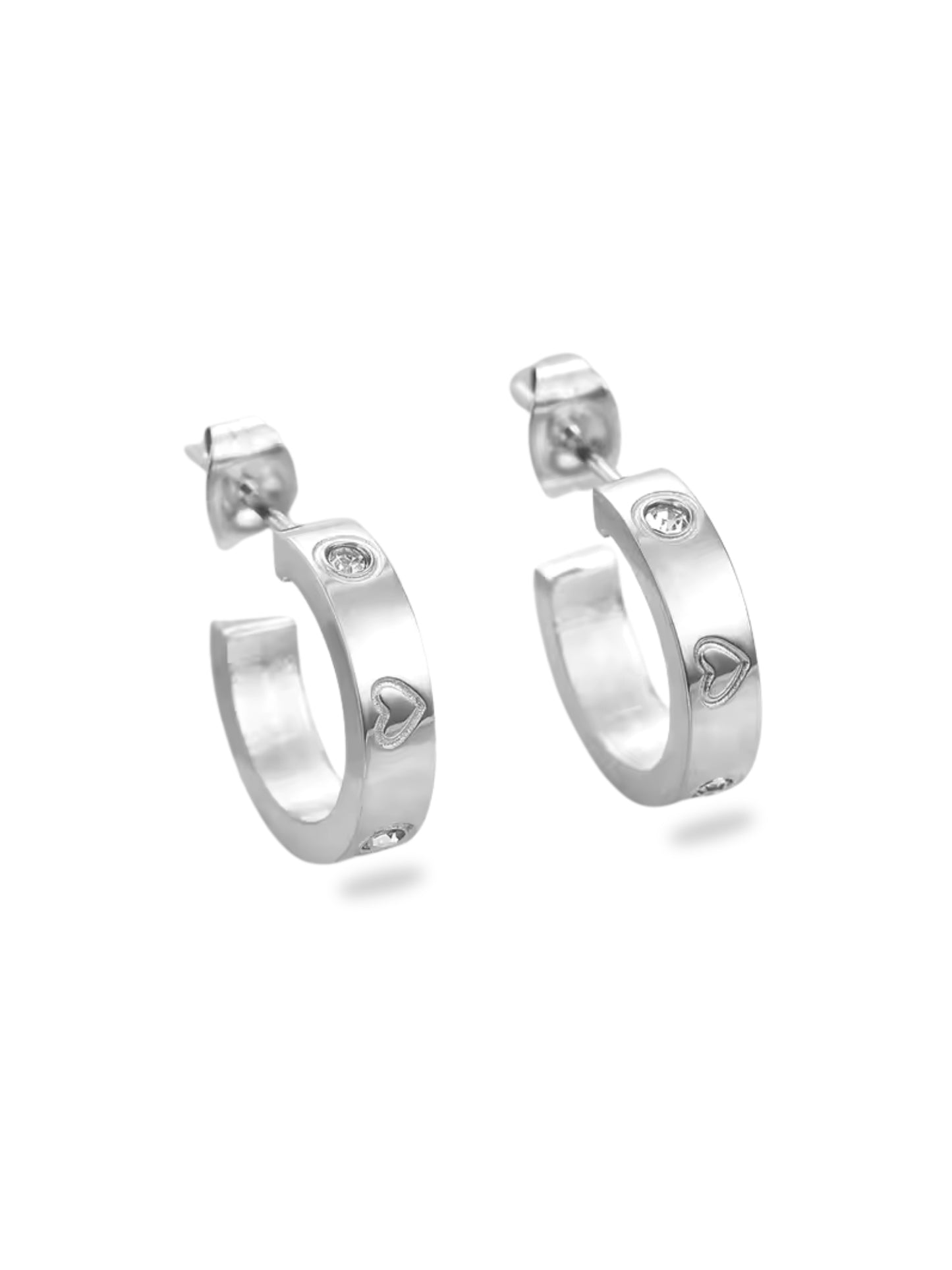 timeless jewellery, perfect gift for her, elegant earrings, dainty jewellery, simple jewellery, fashion accessories, sleek jewellery, trendy jewellery, lightweight earrings, stylish earrings, cute earrings, dainty earrings, earrings with stones, classic silver earring, heart design earrings