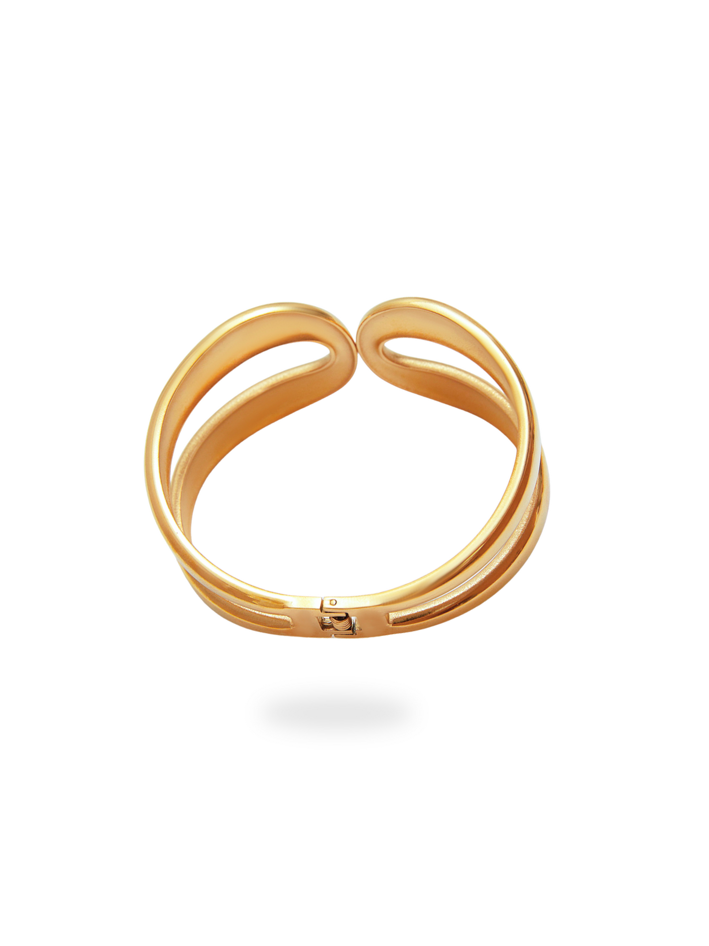 Gold bangle with a unique design on a white background, maximalist, formal wear, elegant wear, gold bangle