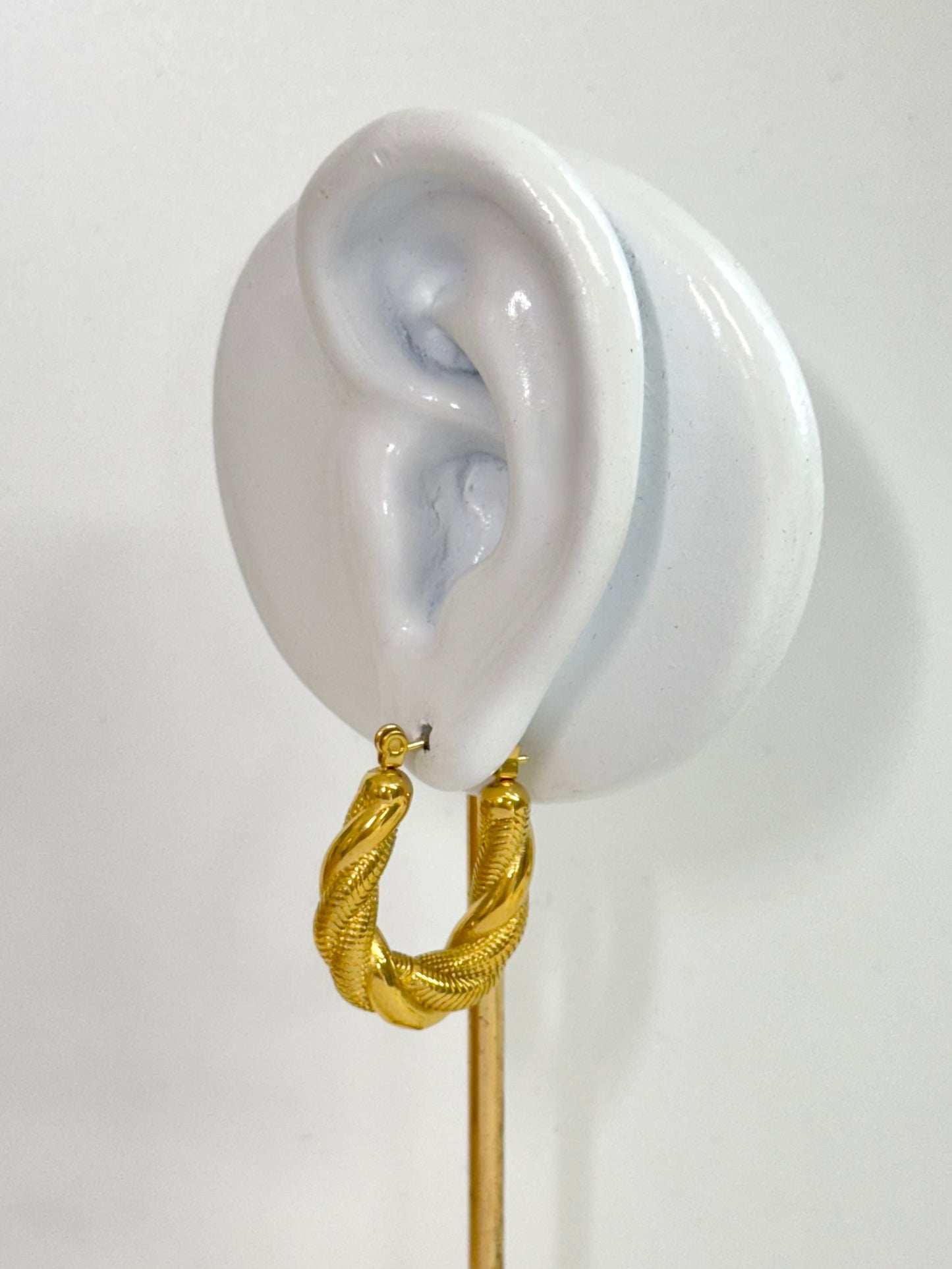 twisted earring, hoop earrings