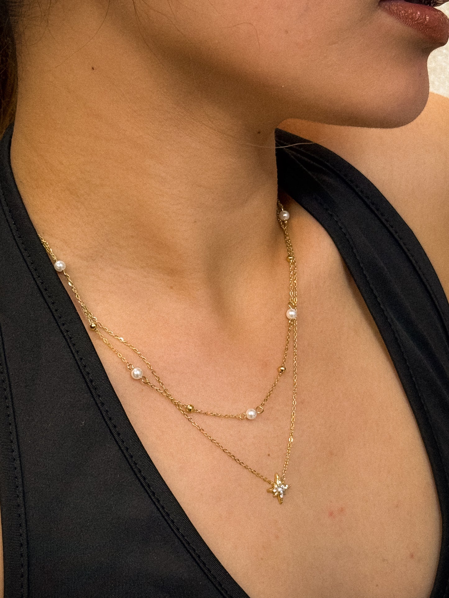 gold necklace, timeless jewellery, perfect gift for her, elegant necklace, charm necklace, best gift for her, classic gold chain necklace, stylish gift, statement necklace, versatile necklace, necklace Australia, link chain necklace, interlocking pendant necklace, y-shaped necklace, necklace with stone pendant, necklace with bold pendant, pendant with stones, necklace with gem pendant, gem necklace, layered necklace, star pendant, moon pendant necklace, star and pearl pendant