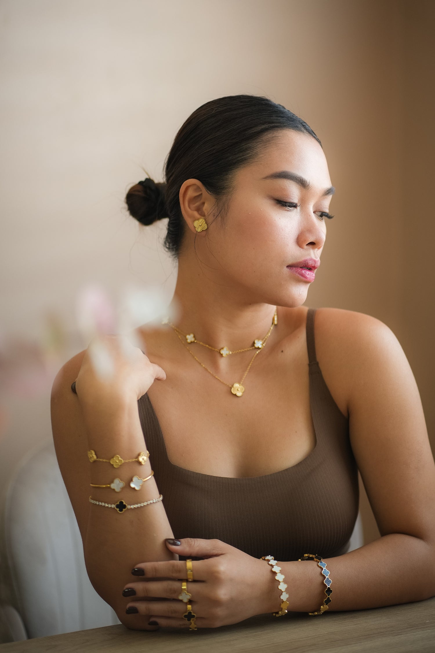 Clover Jewellery Design, Clover necklace, Clover Bracelets, Clover Bangles, Clover Rings, Clover Earrings, Clovert Jewellery Set, Trendy Jewellery, Waterproof Jewellery