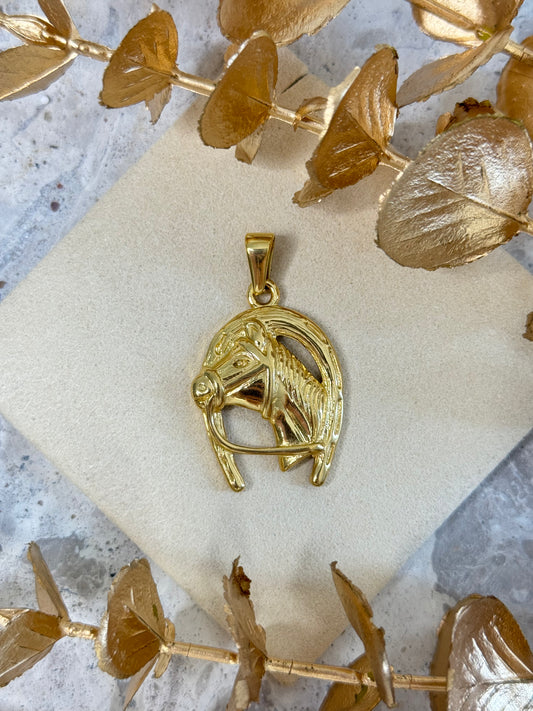 gold pendant, simple pendant, timeless design pendant, pendant for any occasion, cute pendant, versatile pendant, pendant for necklace, bold pendant, statement pendant, animal pendant, horse pendant