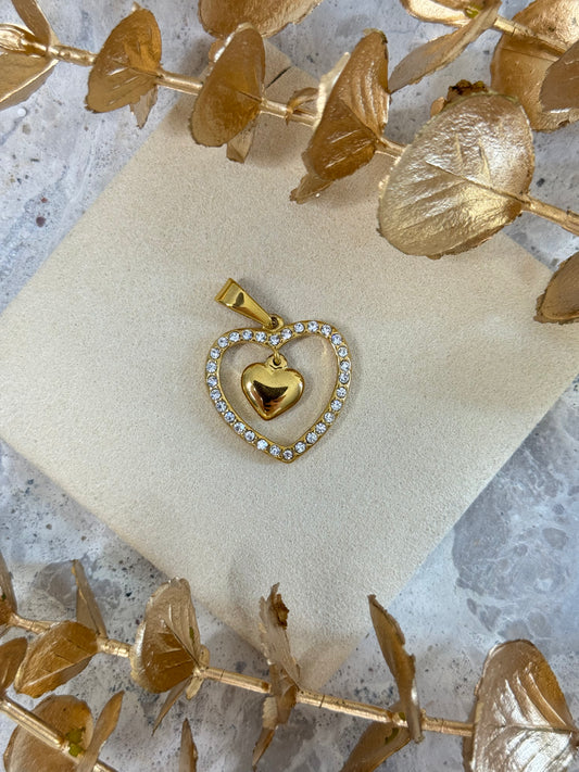 gold pendant, simple pendant, timeless design pendant, pendant for any occasion, cute pendant, versatile pendant, pendant for necklace, bold pendant, statement pendant, heart pendant, double heart pendant, lovely pendant
