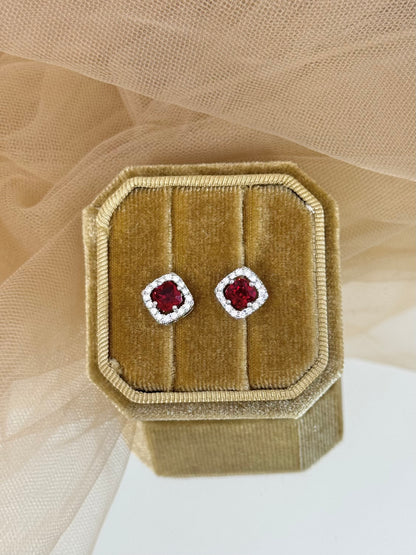 stone earrings, white gold earrings, stud earrings, australia earrings, simple earrings, sparkling earrings, affordable earrings, cheap earrings, waterproof earrings, earrings for any occasion, red earrings, red and silver earrings, red stone earrings, red flower earrings, flower earrings