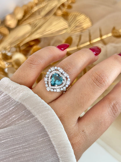blue ring, simple ring, stone ring, minimal ring, ring for everyday australia, affordable ring in australia, elegant ring, ring for any occasion, heart ring, blue heart ring
