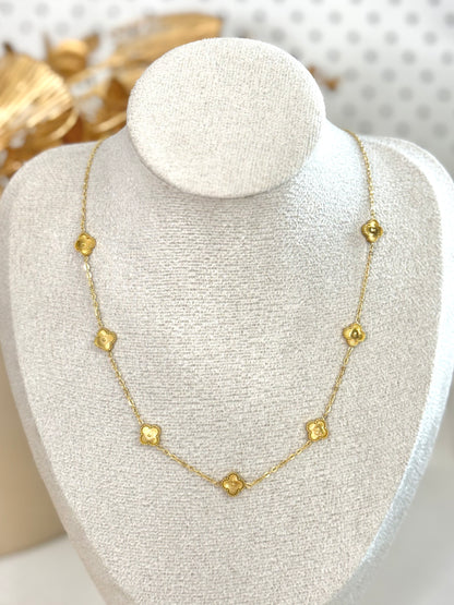 7 clovers, multiple clover necklace, clover necklace, gold clover jewelry, clover jewelry