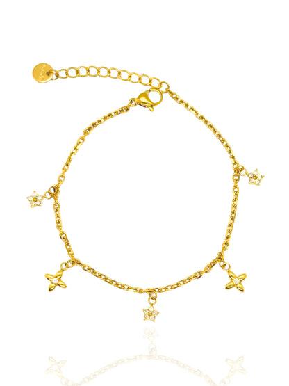 timeless jewellery, perfect gift for her, elegant bracelet, charm bracelet, best gift for her, classic gold chain bracelet, stylish gift, statement bracelet, versatile bracelet, bracelet Australia, gold bracelet, lucky charm, cute bracelet, dangling bracelet, flower design bracelet, flower bracelet