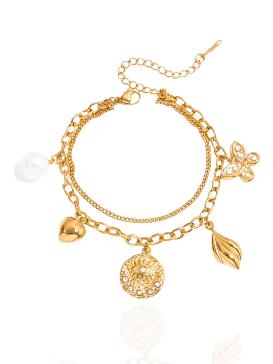 timeless jewellery, perfect gift for her, elegant bracelet, charm bracelet, best gift for her, classic gold chain bracelet, stylish gift, statement bracelet, versatile bracelet, bracelet Australia, gold bracelet, lucky charm, cute bracelet, dangling bracelet, butterfly design bracelet, heart design bracelet, evil eye charm bracelet, pearl bracelet