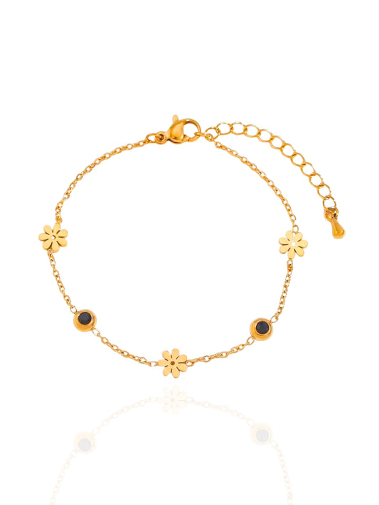 timeless jewellery, perfect gift for her, elegant bracelet, charm bracelet, best gift for her, stylish gift, statement bracelet, versatile bracelet, bracelet Australia, gold bracelet, classic gold chain bracelet, simple bracelet, lucky charm bracelet, cute bracelet, lightweight bracelet, chain bracelet, statement bracelet, bracelet with minimal stones, charm bracelet, dangling charm bracelet, flower design bracelet