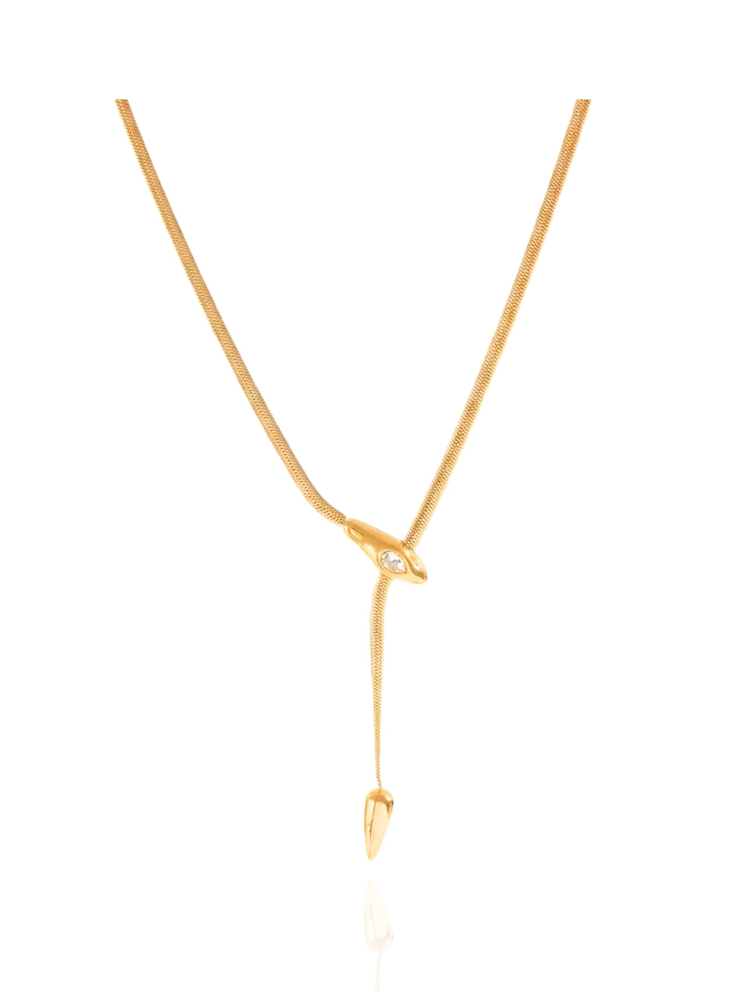 timeless jewellery, perfect gift for her, elegant necklace, charm necklace, best gift for her, classic gold chain necklace, stylish gift, statement necklace, versatile necklace, necklace Australia, chain necklace, micro link chain, diamond pendant, zircon white stones, chic necklace, diamond drop pendant, serpent necklace, serpent pendant, y-shaped necklace, serpent with stone necklace