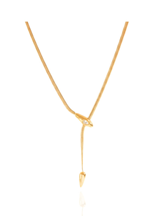 timeless jewellery, perfect gift for her, elegant necklace, charm necklace, best gift for her, classic gold chain necklace, stylish gift, statement necklace, versatile necklace, necklace Australia, chain necklace, micro link chain, diamond pendant, zircon white stones, chic necklace, diamond drop pendant, serpent necklace, serpent pendant, y-shaped necklace, serpent with stone necklace