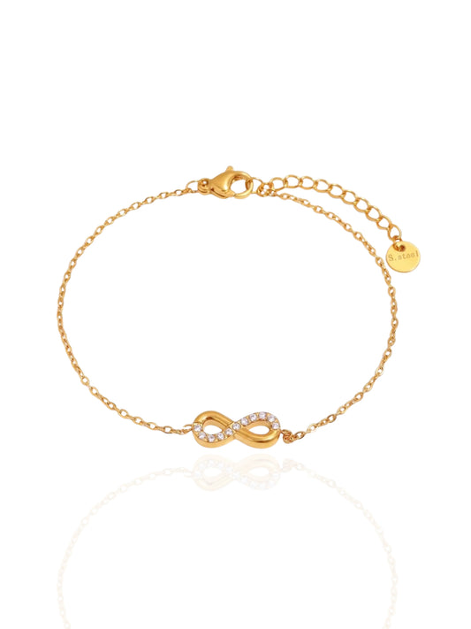 SDRO, 8-shaped diamond bracelet, infinity design bracelet, zircon bracelet, bracelet with stones, cute bracelet, dainty bracelet, classic design bracelet, perfect gift for her, timeless jewellery, versatile bracelet, bracelet for kids, high-end bracelet, charm bracelet, B0895