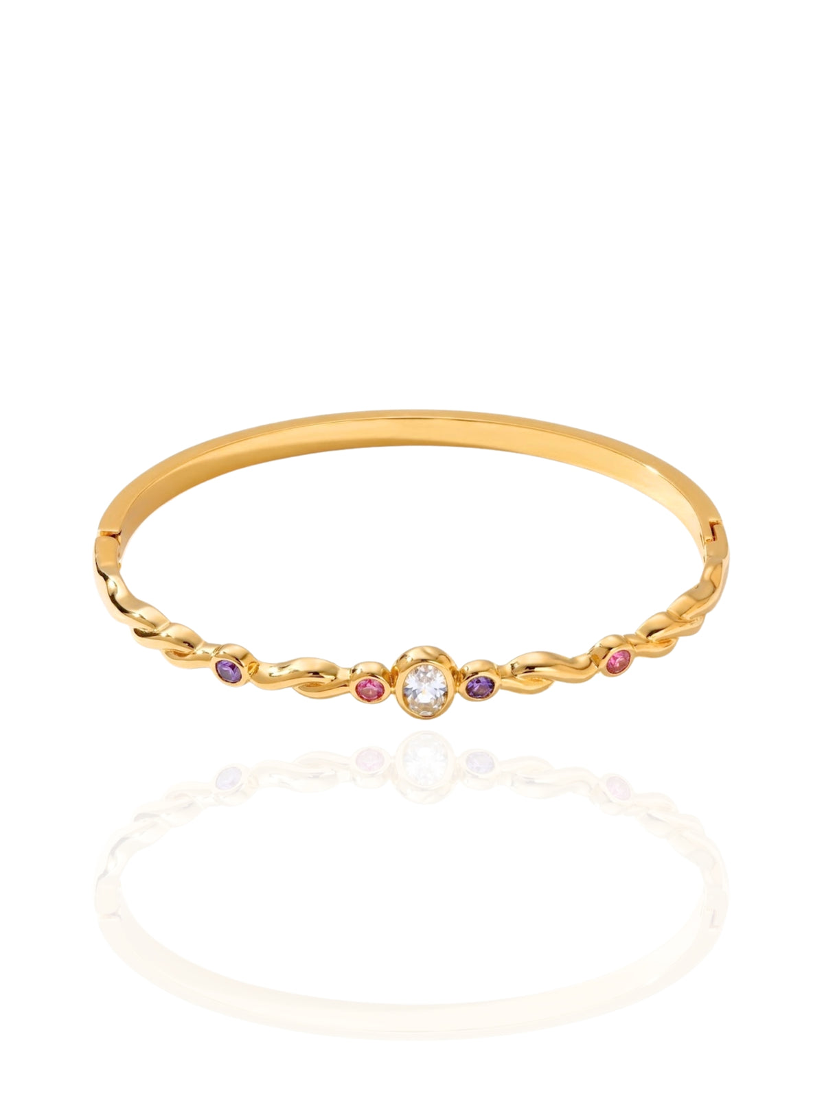 SSDXJ, zirconia bangle, oval clasp bracelet, oval clasp bangle, geometric bangle, bangle with stones, bracelet with stones, statement bangle, statement bracelet, elegant bangle, fashion bangle, lightweight bangle, shaped stones bangle, rectangle clasp bangle, colorful bangle, colorful stones bangle