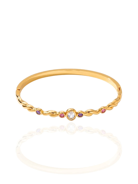SSDXJ, zirconia bangle, oval clasp bracelet, oval clasp bangle, geometric bangle, bangle with stones, bracelet with stones, statement bangle, statement bracelet, elegant bangle, fashion bangle, lightweight bangle, shaped stones bangle, rectangle clasp bangle, colorful bangle, colorful stones bangle