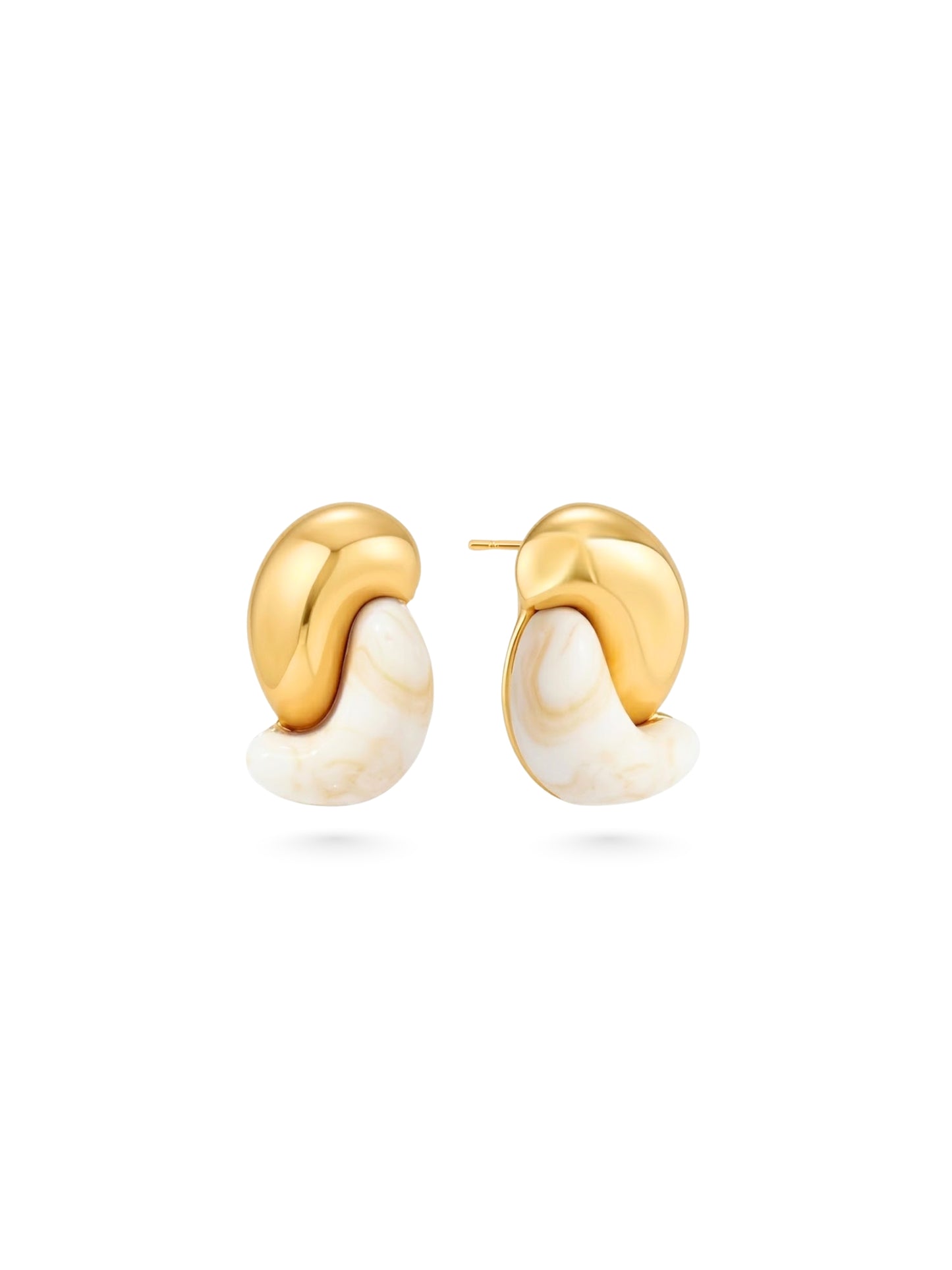 SYNTC, irregular twisted earrings, stud earrings, statement earrings, S-shaped earrings, amber resin earrings, resin earrings, resin with gold earrings, huggie earrings
