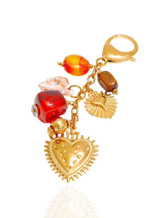 keychain, charm accessory, chilli charm keychain, heart charm keychain, shell charm keychain, seashells, cute charm keychain, keychain accessory