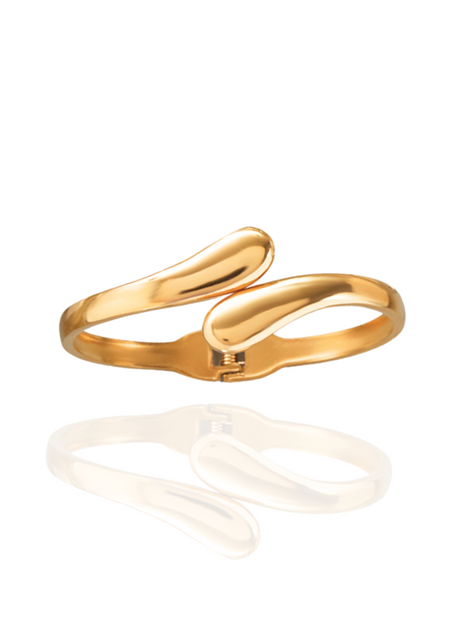 Gold open cuff bracelet on a white background, bangle, minimalist bangle, everyday wear