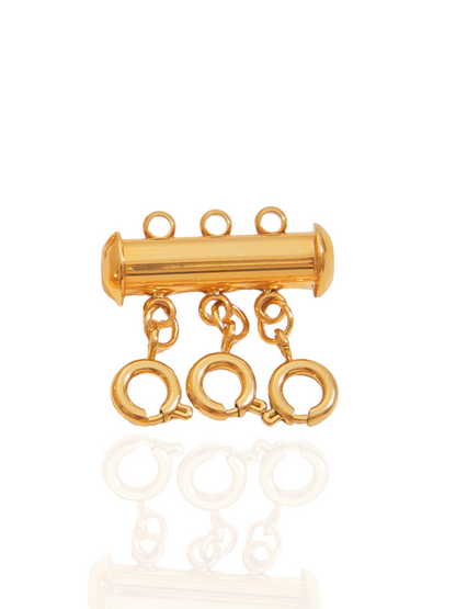 Gold jewelry clasp on a white background, layering clasp, clasp, necklace, adjustable