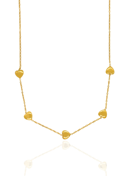 heart necklace, heart pendant, gold necklace, simple necklace, 7 hearts necklace,  timeless jewellery, best gift for her, necklace australia