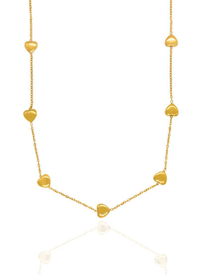 heart necklace, heart pendant, gold necklace, simple necklace, 7 hearts necklace,  timeless jewellery, best gift for her, necklace australia