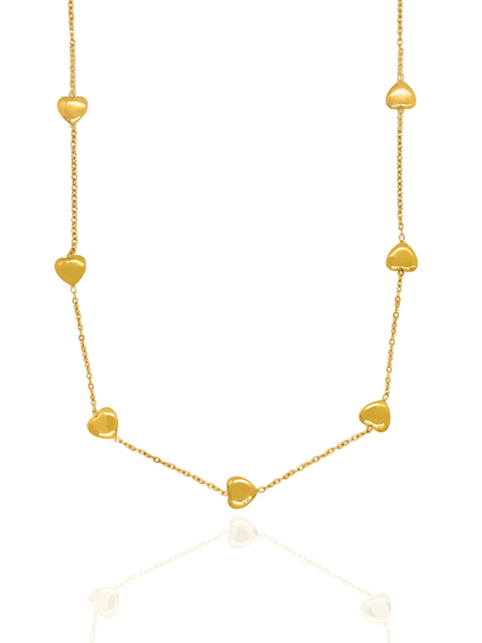 heart necklace, heart pendant, gold necklace, simple necklace, 7 hearts necklace,  timeless jewellery, best gift for her, necklace australia