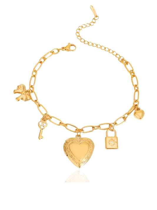 timeless jewellery, perfect gift for her, elegant bracelet, charm bracelet, best gift for her, classic gold chain bracelet, stylish gift, statement bracelet, versatile bracelet, bracelet Australia, gold bracelet, lucky charm, cute bracelet, dangling bracelet, bow design bracelet, heart design bracelet, star design bracelet, pearl bracelet, locket design bracelet