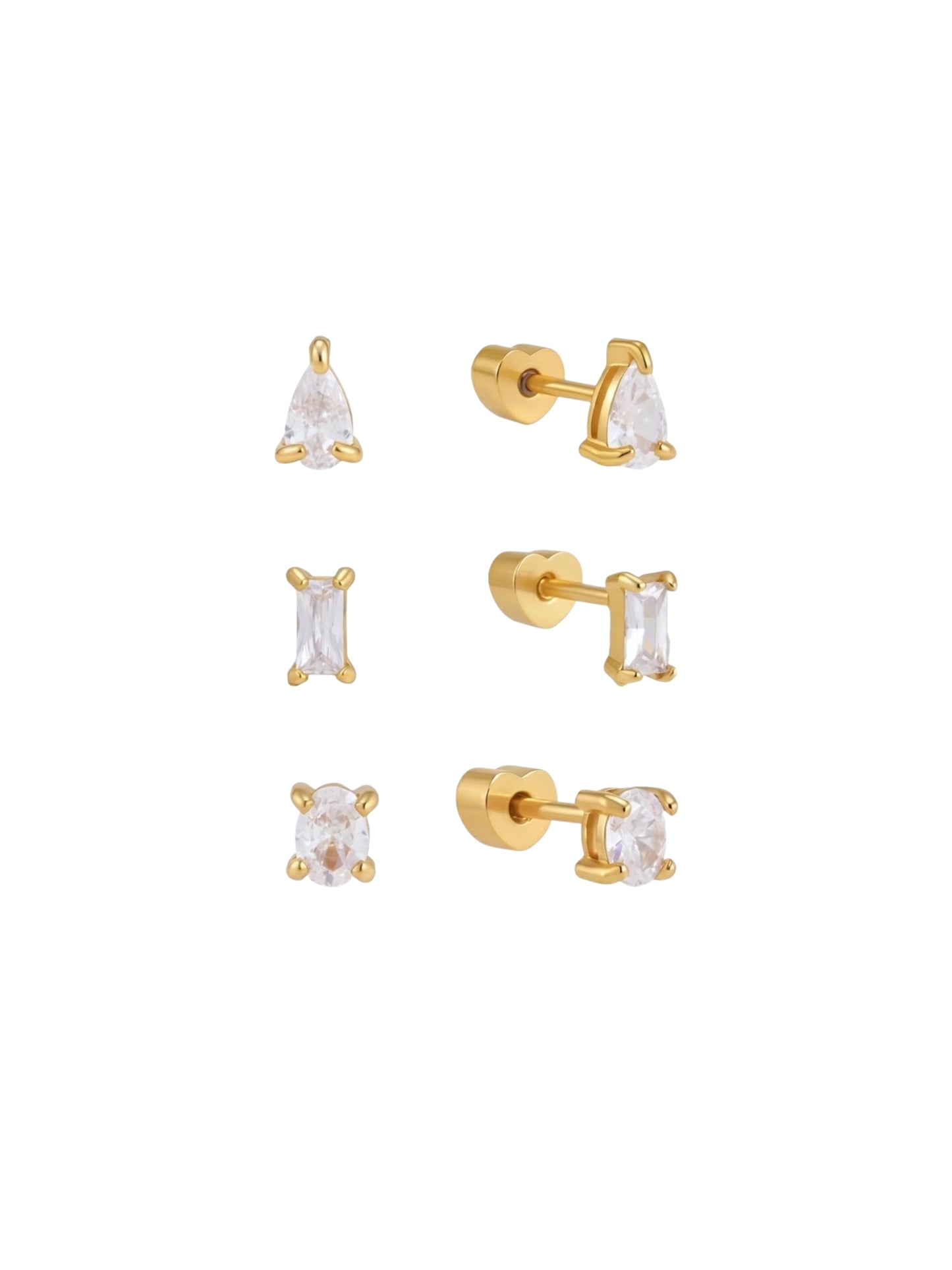 SYNTC, earrings set, clover charm earrings, zirconia earrings, stud earrings, hoop earrings, huggie earrings earrings with stones, tassle drop earrings, drop earrings, diamond earrings, geometric earrings, dainty earrings, cute earrings, earrings for parties, earrings for anniversaries, shaped studs