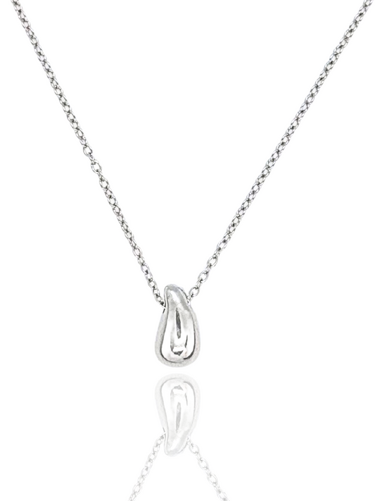 silver necklace, tear drop necklace, tear drop pendant, necklace with pendant, simple pendant