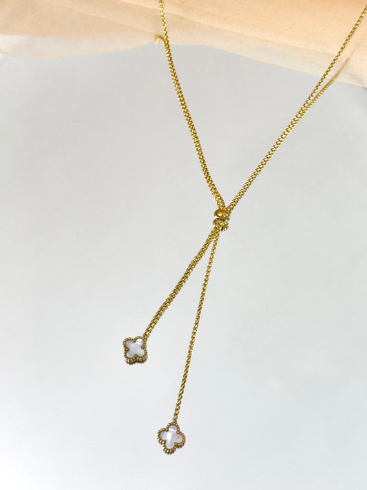 clover necklace, double clover, white clover necklace, clover jewelry