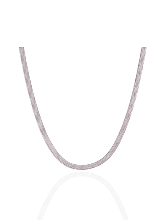 timeless jewellery, perfect gift for her, elegant necklace, charm necklace, best gift for her, classic silver chain necklace, stylish gift, statement necklace, versatile necklace, necklace Australia, y-shaped necklace, link chain necklace, necklace with minimal stones, simple necklace, flat chain necklace, N174, snake chain necklace, flat chain necklace, silver snake chain necklace