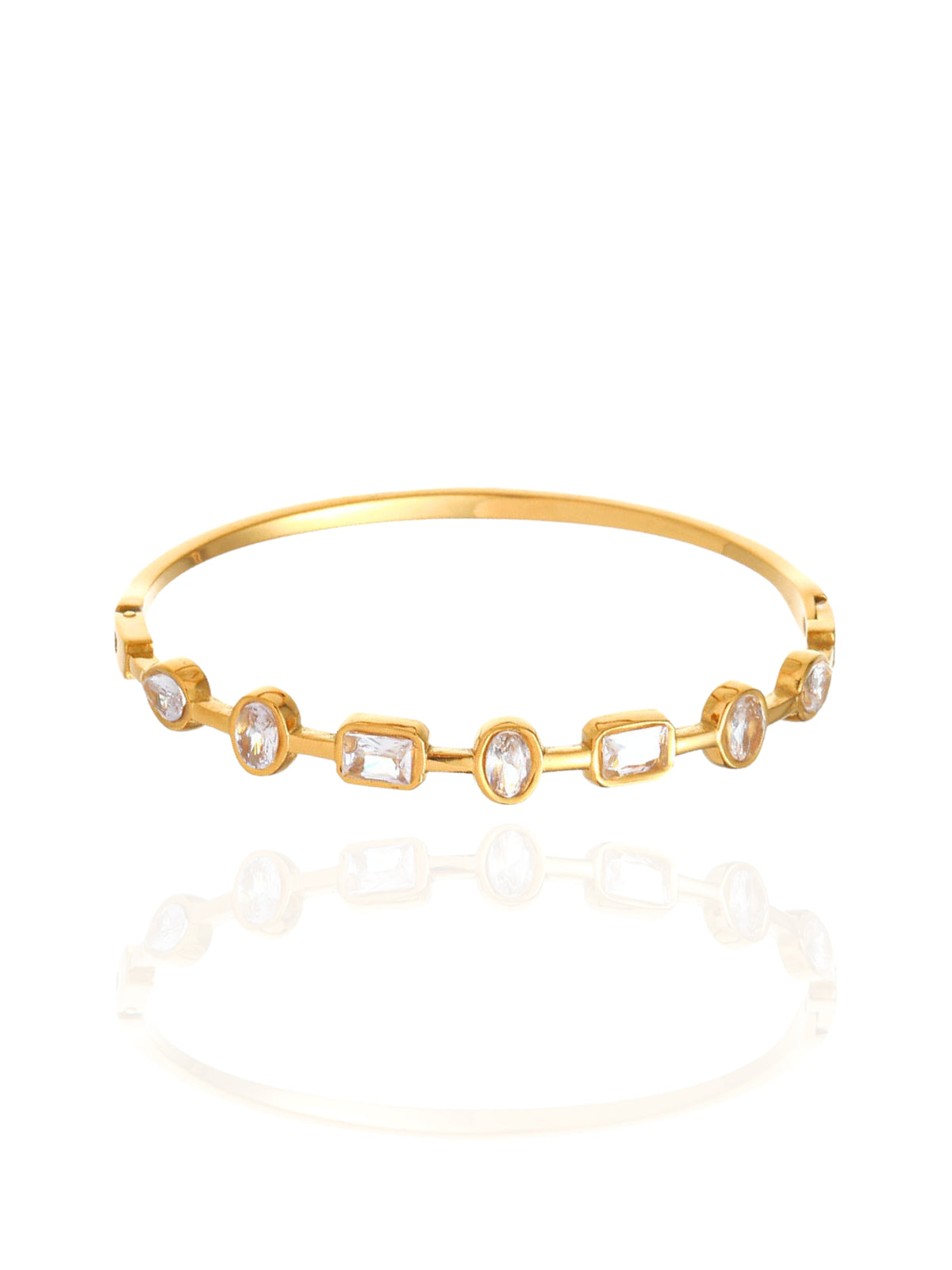 SSDXJ, zirconia bangle, oval clasp bracelet, oval clasp bangle, geometric bangle, bangle with stones, bracelet with stones, statement bangle, statement bracelet, elegant bangle, fashion bangle, lightweight bangle, shaped stones bangle, rectangle clasp bangle