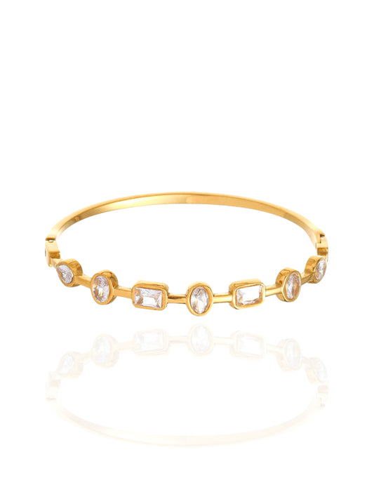 SSDXJ, zirconia bangle, oval clasp bracelet, oval clasp bangle, geometric bangle, bangle with stones, bracelet with stones, statement bangle, statement bracelet, elegant bangle, fashion bangle, lightweight bangle, shaped stones bangle, rectangle clasp bangle