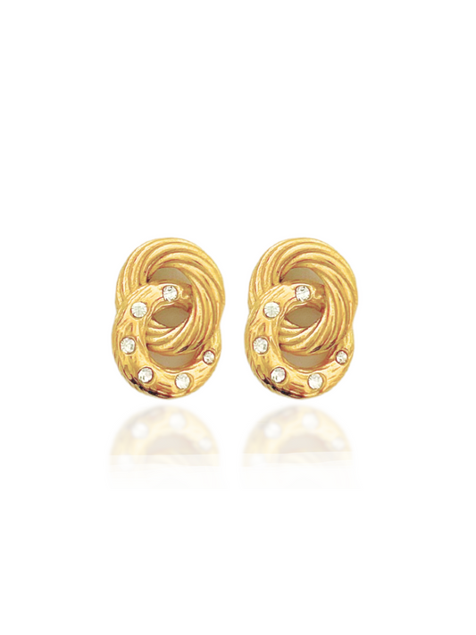 intertwined earrings, minimalist earrings, playful design earrings, earrings with minimal stones