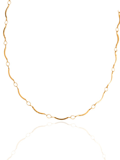 gold necklace, timeless jewellery, perfect gift for her, elegant necklace, charm necklace, best gift for her, classic gold chain necklace, stylish gift, statement necklace, versatile necklace, necklace Australia, link chain necklace, interlocking pendant necklace, y-shaped necklace, necklace with stone pendant, necklace with minimalist pendant, pendant with stones, necklace with gem pendant, minimalist design necklace, choker necklace, , wave chain necklace, wave chain choker