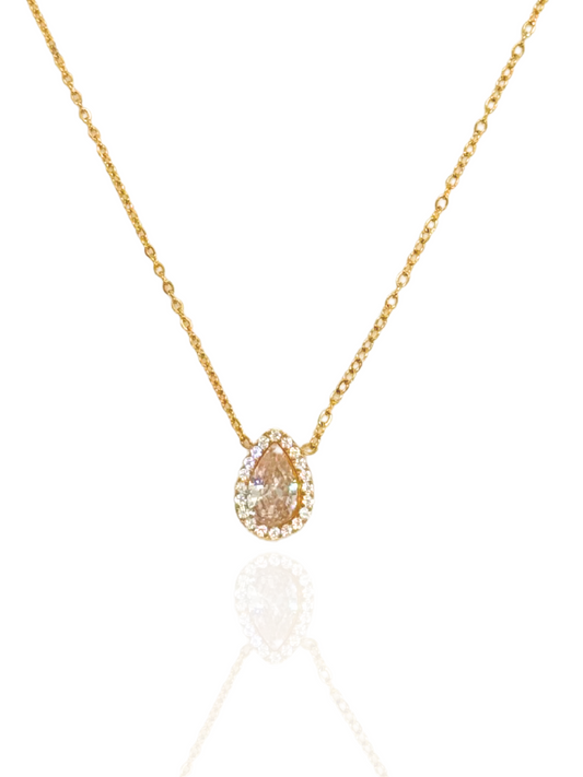 gold necklace, gold pendant, necklace with stone pendant, simple pendant