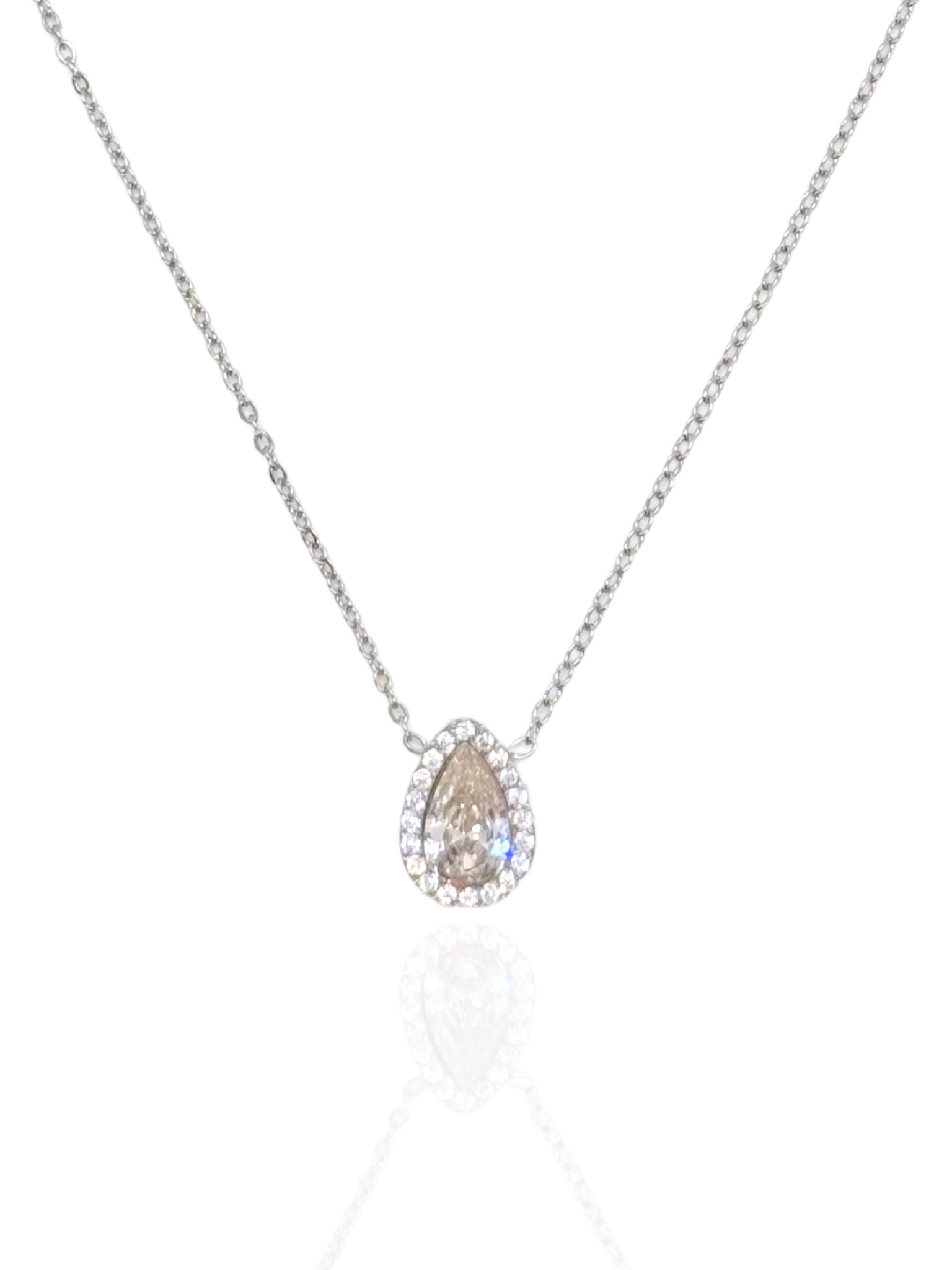 silver necklace, silver pendant, necklace with stone pendant, simple pendant