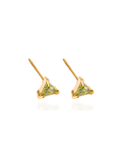 gold earrings, minimalist design earrings, jewellery for occasions, gift idea for her, cute earrings, dainty earrings, elegant earrings, dainty earrings, cute earrings, simple earrings, earrings with stones, unique design earrings, birthstone earrings, green earrings
