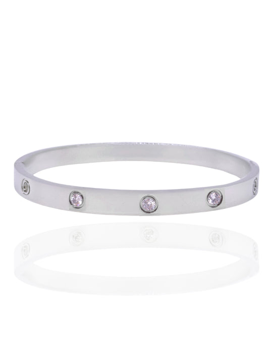 timeless jewellery, perfect gift for her, elegant jewellery, dainty jewellery, simple jewellery,  fashion accessories, sleek jewellery, trendy jewellery, lightweight bangle, stylish jewellery, simple bangle, classic silver bangle, bangle with stones