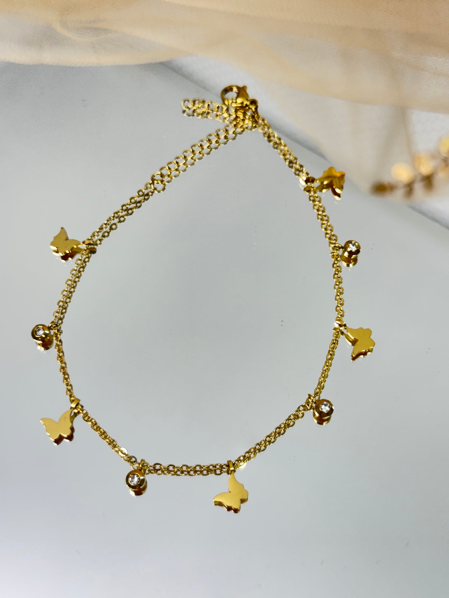 charm anklet, gold anklet, lucky charm anklet, cute anklet, anklet for gift, gift ideas for women, australia anklet, butterfly anklet