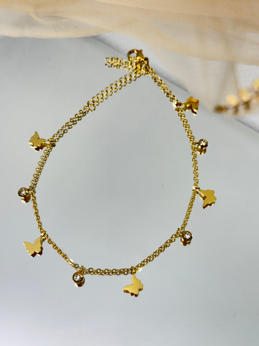 charm anklet, gold anklet, lucky charm anklet, cute anklet, anklet for gift, gift ideas for women, australia anklet, butterfly anklet