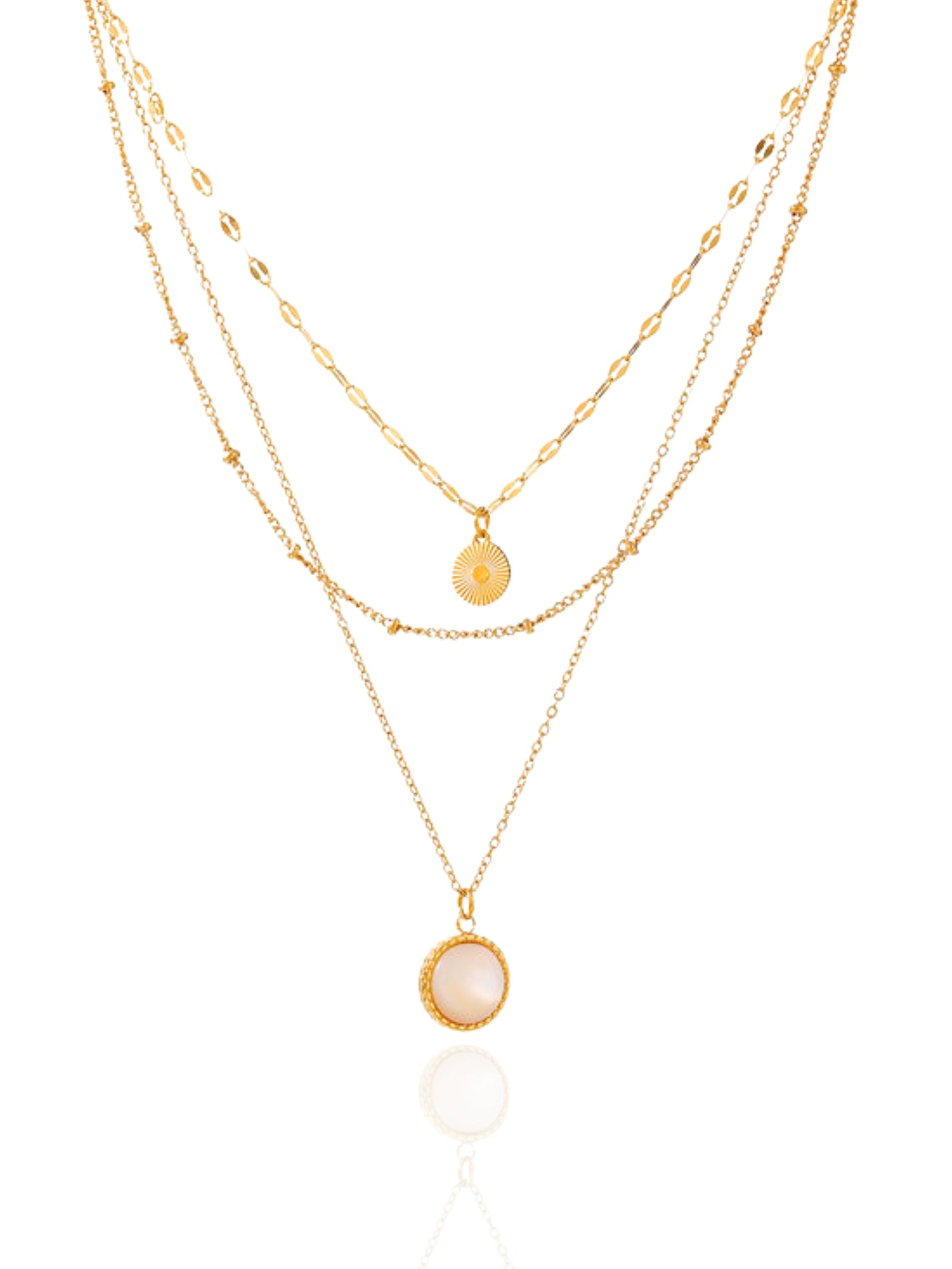 gold necklace, timeless jewellery, perfect gift for her, elegant necklace, charm necklace, best gift for her, classic gold chain necklace, stylish gift, statement necklace, versatile necklace, necklace Australia, link chain necklace, interlocking pendant necklace, y-shaped necklace, necklace with stone pendant, necklace with bold pendant, pendant with stones, necklace with gem pendant, necklace with colored stone pendant, gem necklace, pearl necklace, unique design necklace, layered necklace
