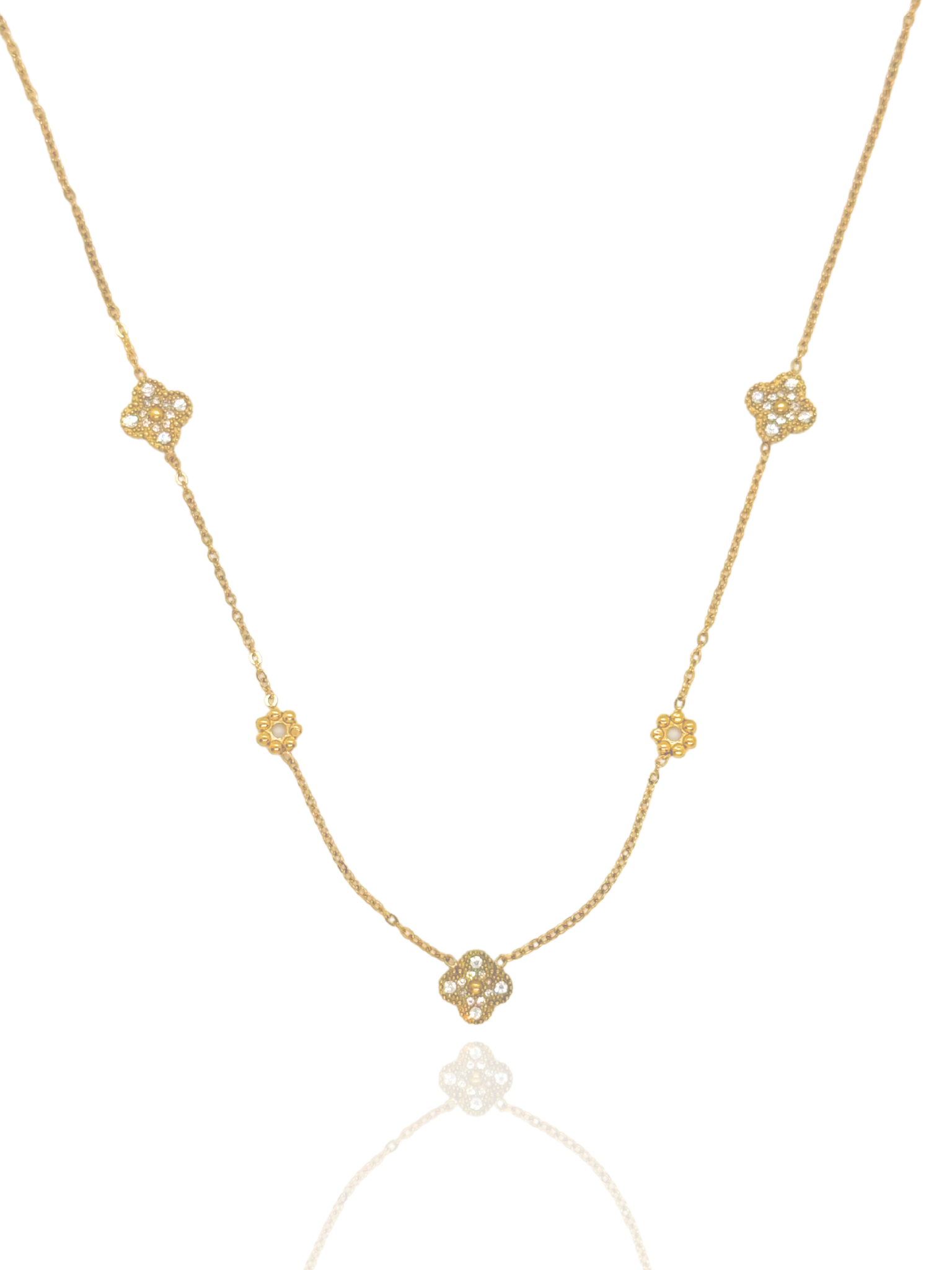 flower necklace, clover necklace, gold clover necklace, simple necklace, gold necklace